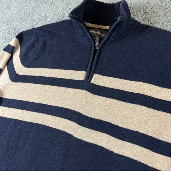 Eddie Bauer Mens Blue Pullover 1/4 Zip Zipper Sweater size M - Picture 3 of 7